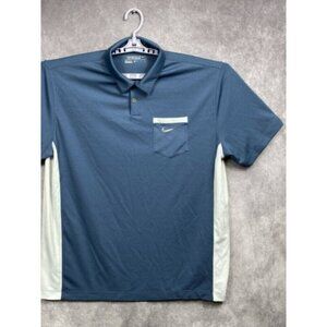 Nike Tour Performance Golf Polo Shirt Mens XL Blue Pocket Swoosh Dri-Fit Accents